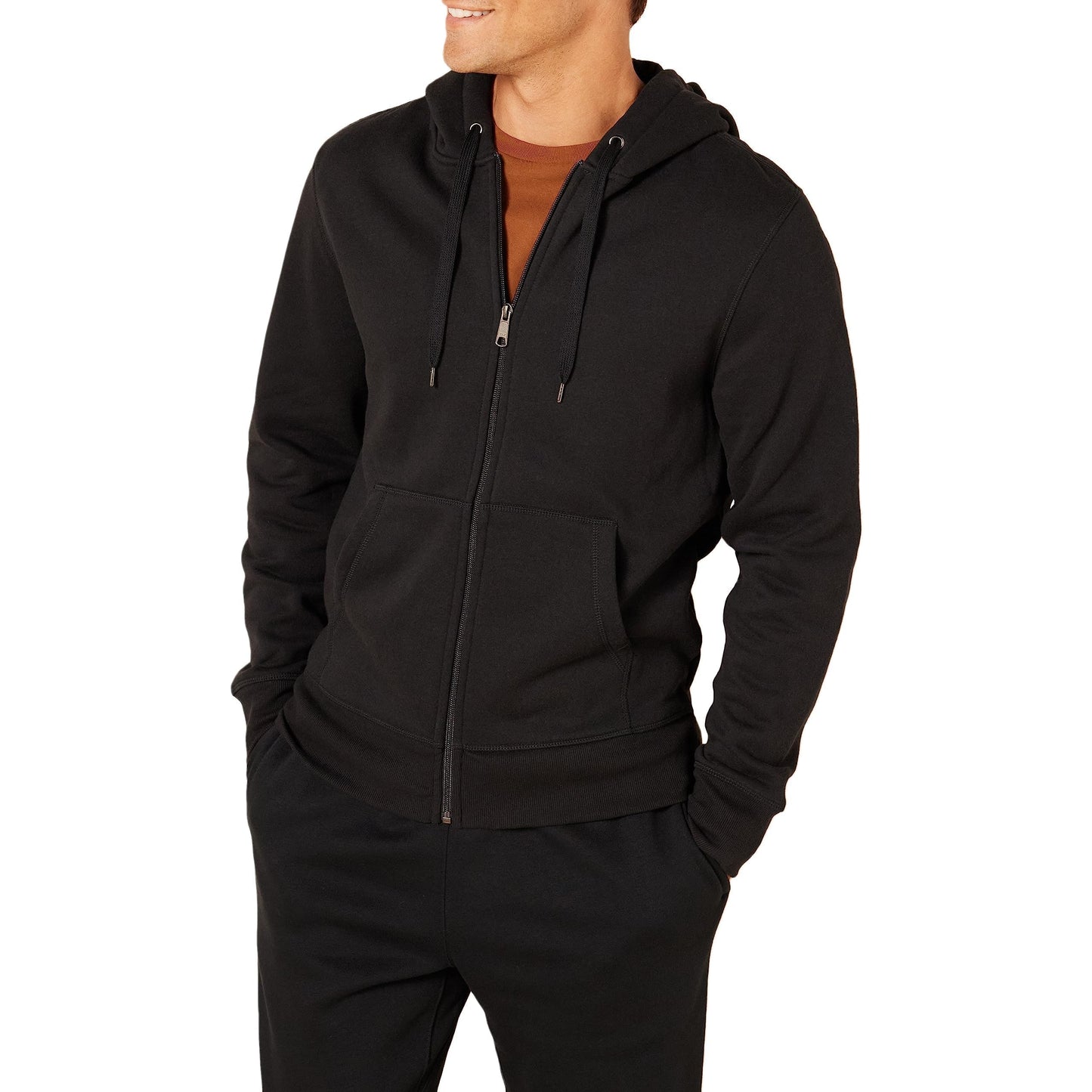 Amazon Essentials Men's Full-Zip Fleece Hoodie (Available in Big & Tall), Black, 4X-Large Big Tall