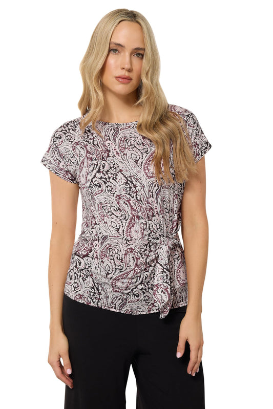 Long Tall Sally LTS Tall Paisley Side Tie Top Black 12