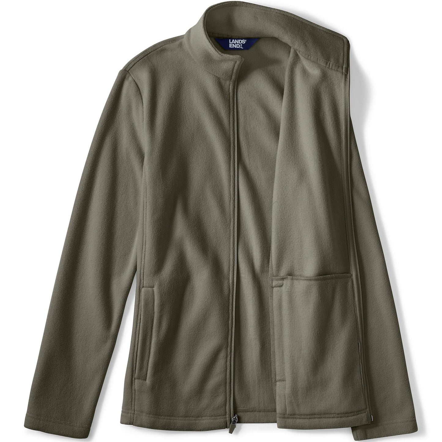 Lands' End Womens Full Zip Fleece Jacket Forest Moss Green Tall Medium