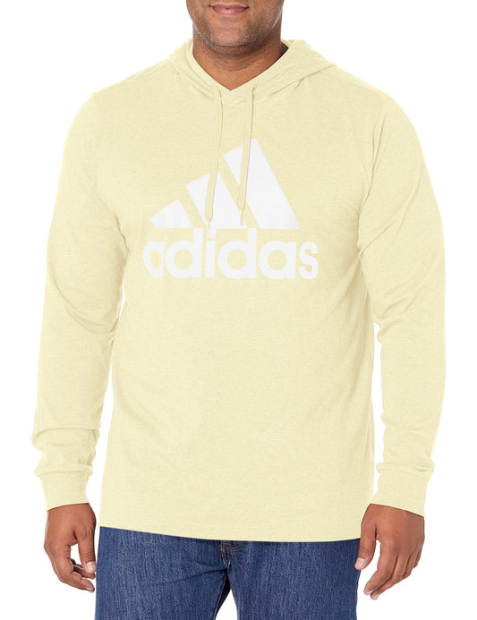adidas Men's Size Essentials Logo Hoodie, Almost Yellow/White, Large/Tall