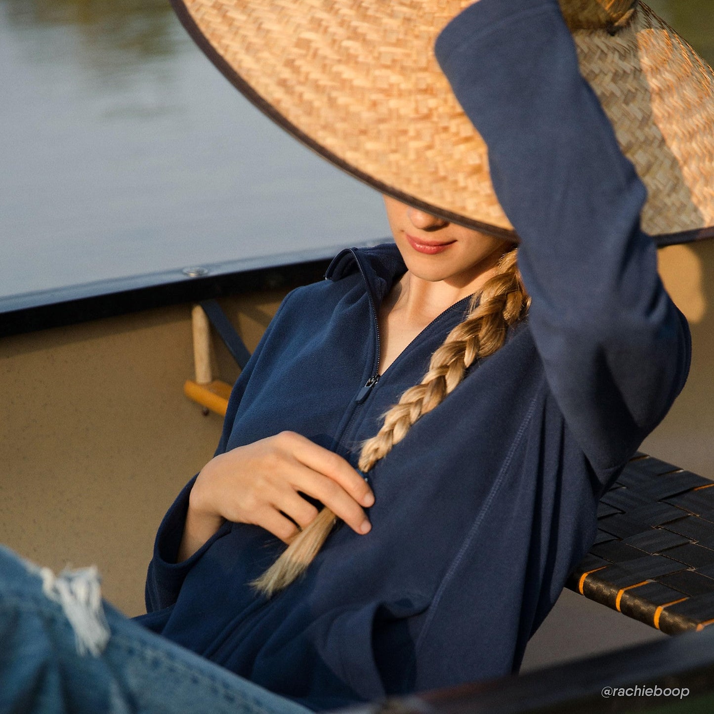 Lands' End Womens Full Zip Fleece Jacket Deep Sea Navy Tall Medium