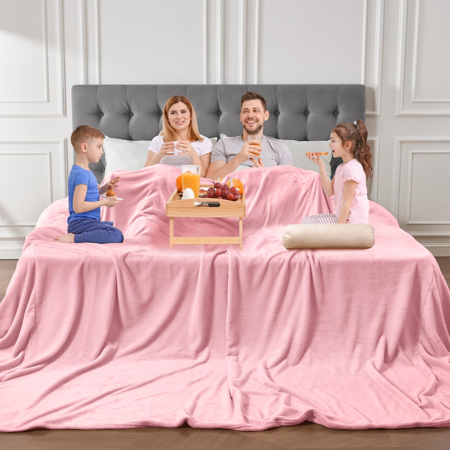 Edenleaf Big Oversized Soft Fleece Blanket, Huge California King Blanket for Whole Family, Bed, Sofa, Couch, Travel and Camping 120x120 Pink