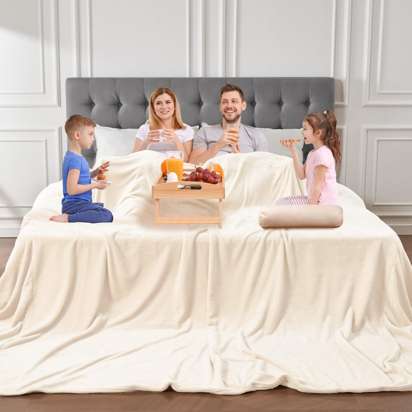 Edenleaf Big Oversized Soft Blanket, Giant Fleece Companion 120x120, California King Warm Blanket for Whole Family, Bed, Sofa, Couch, Travel, Camping 120x120 Cream