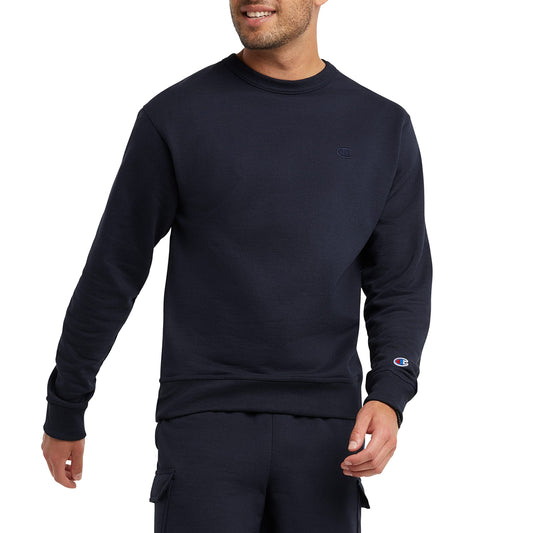 Champion Men's Crewneck Fleece Sweatshirt, Standard Fit, Midweight, Available in Regular and Big, Navy-C Logo, XX-Large Tall