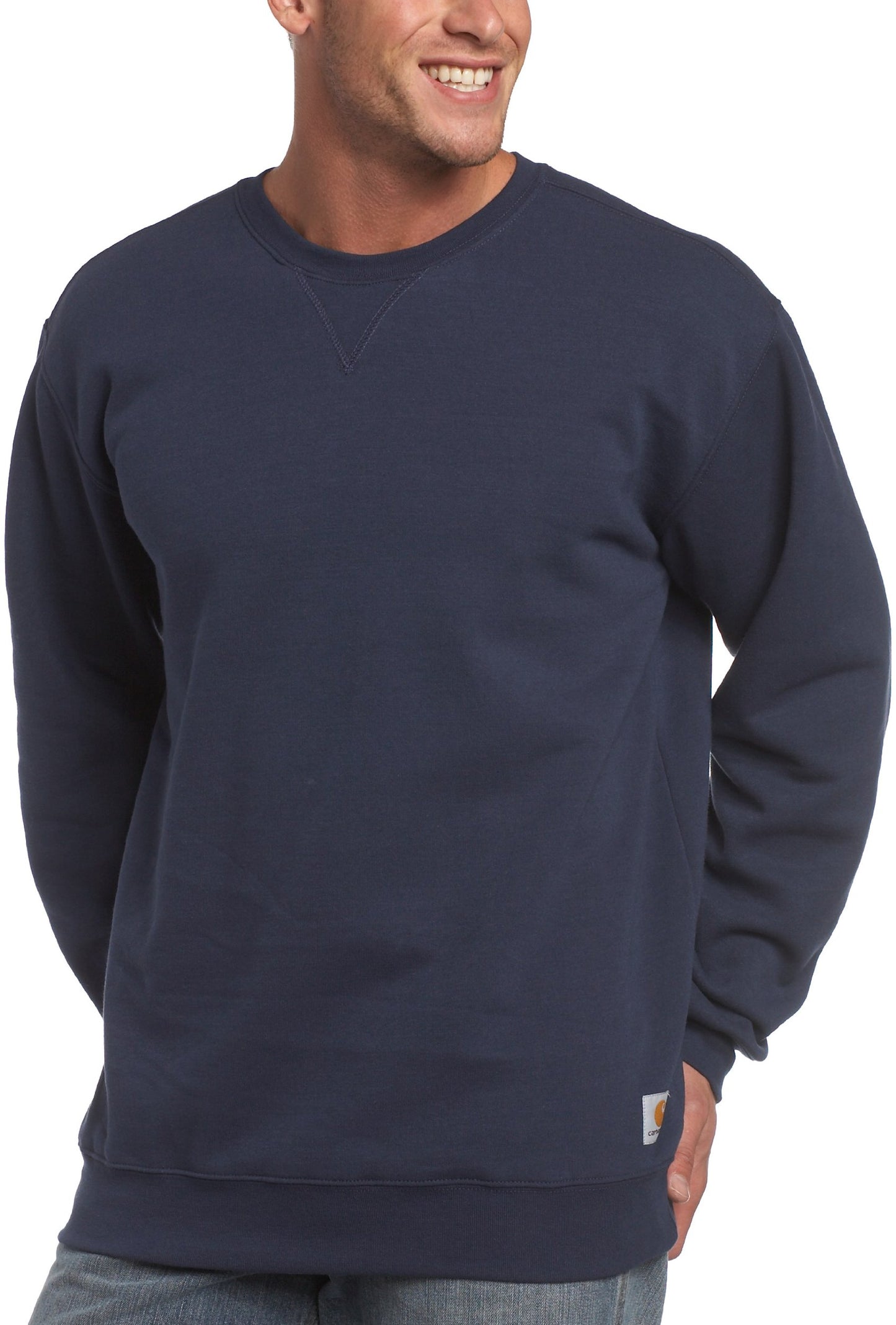 Carhartt Men's Big-Tall Midweight Crew Neck Sweatshirt, Navy, X-Large/Tall