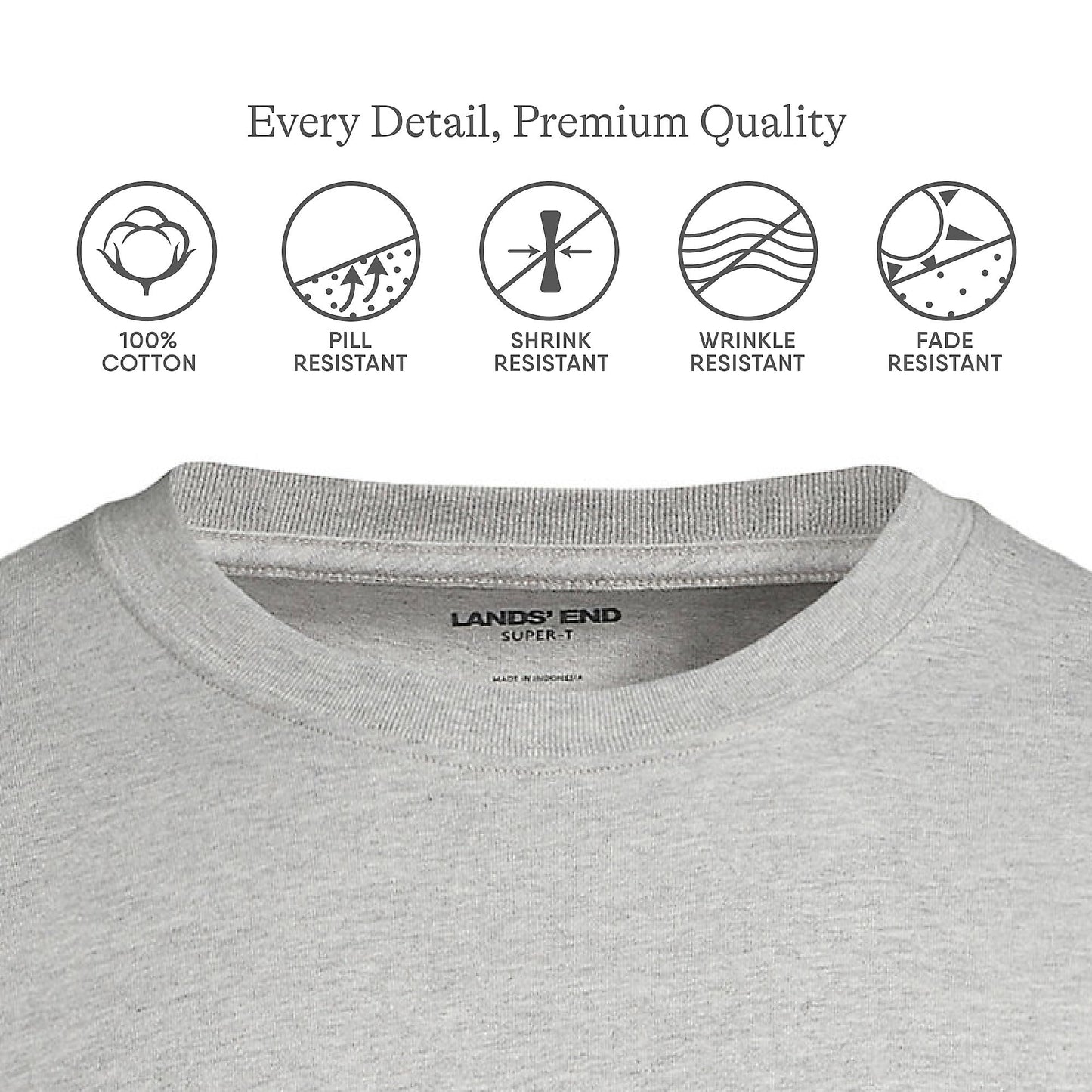 Lands' End Mens Long Sleeve Super-T Tee Gray Heather Tall X-Large
