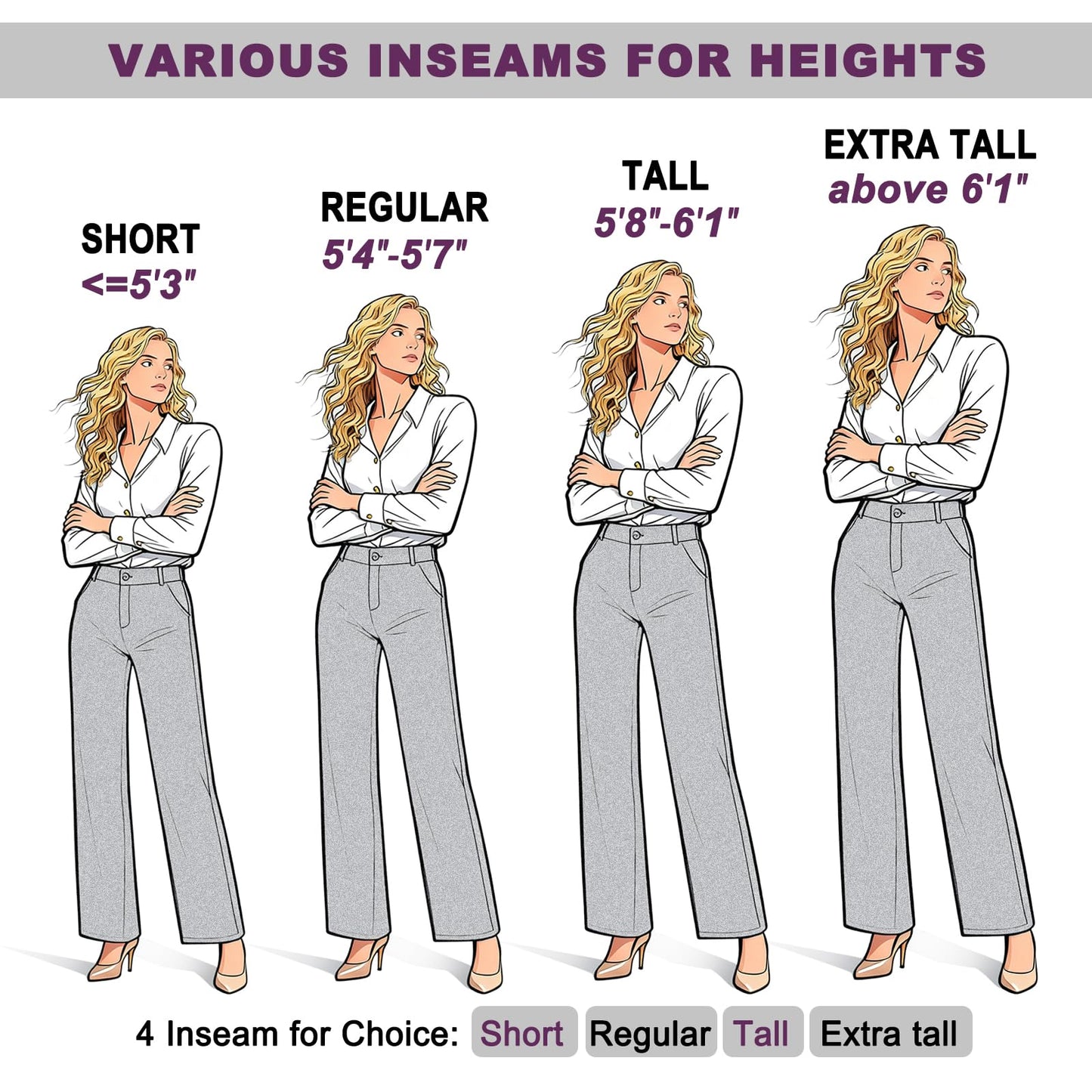 iChosy Womens High Waist Wide Straight Leg Trousers Casual Slacks Dress Pants with Pockets Grey 14 Tall