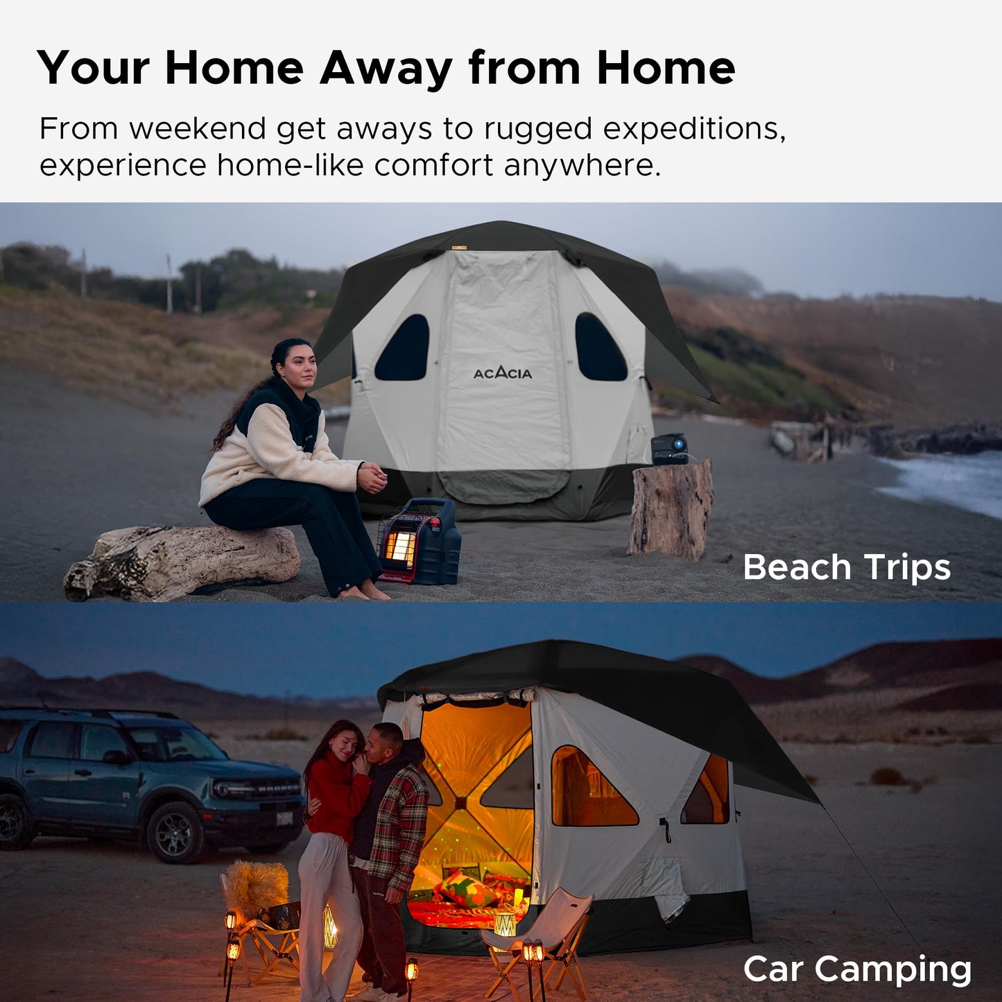 Acacia Camping Tent | 2-3 Person Pop Up Tents for Camping | Lightweight & Durable Beach Tent | Level 7 Wind Resistance, UPF 50+ | Quick Setup for Camping & Backyard, Moonstone