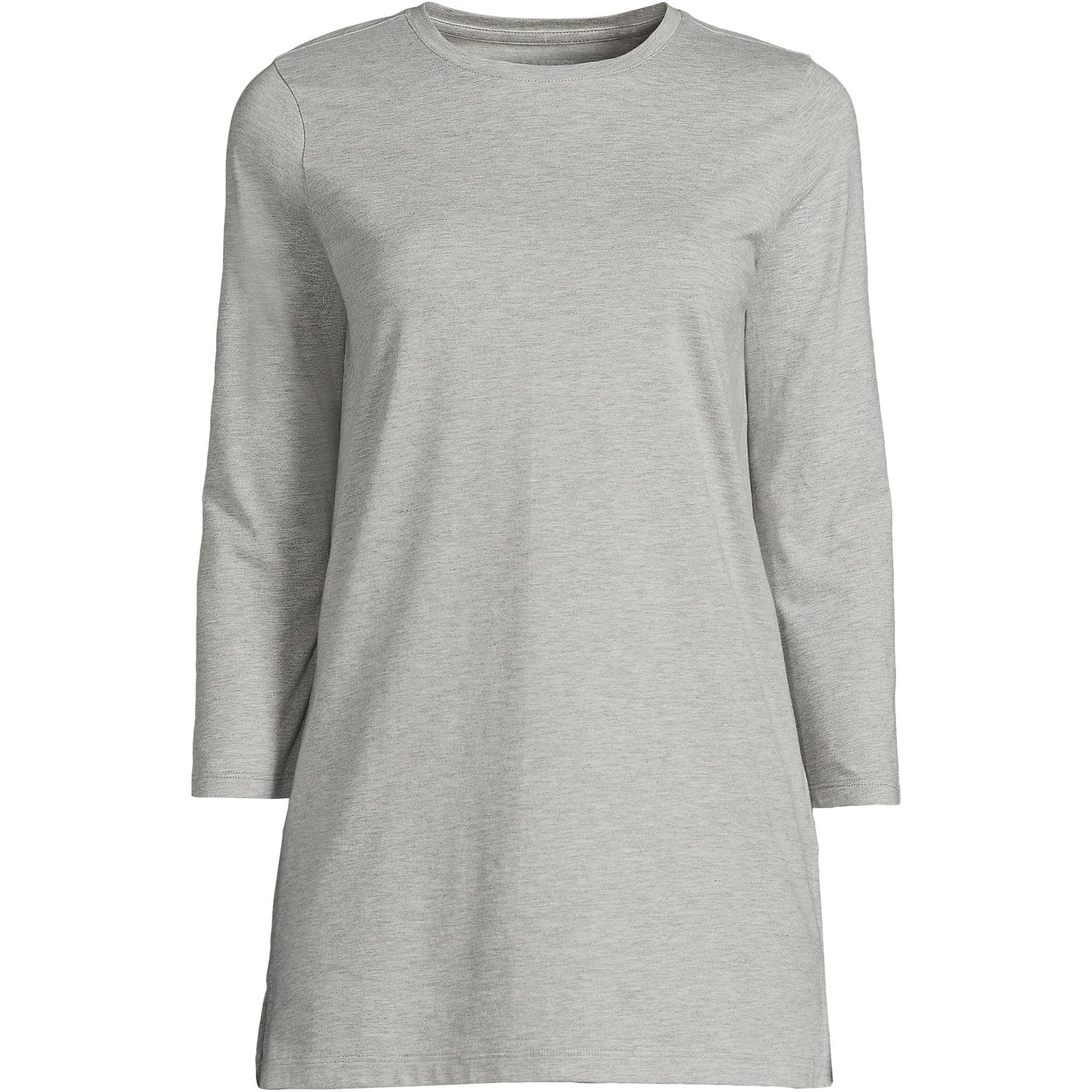 Lands' End Womens 3Q Cotton Supima Crew Neck Tunic Gray Heather Tall Medium