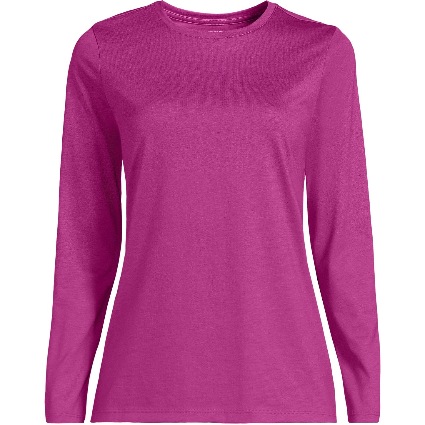 Lands' End Womens Long Sleeve Relaxed Supima Cotton Crew Neck T Shirt Light Raspberry Sorbet Tall Large