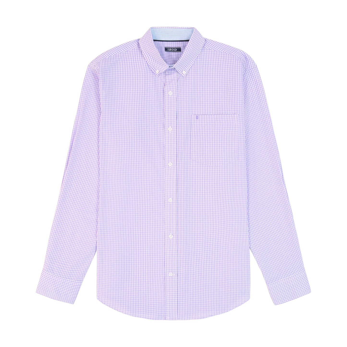 IZOD Men's Big and Tall Performance Comfort Long Sleeve Gingham Button Down Shirt, Sand Verbana
