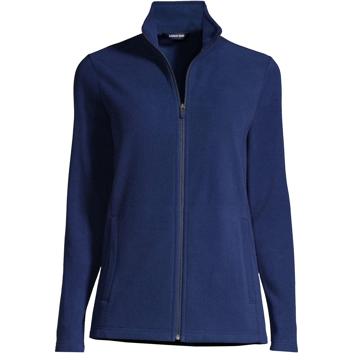 Lands' End Womens Full Zip Fleece Jacket Deep Sea Navy Tall Small