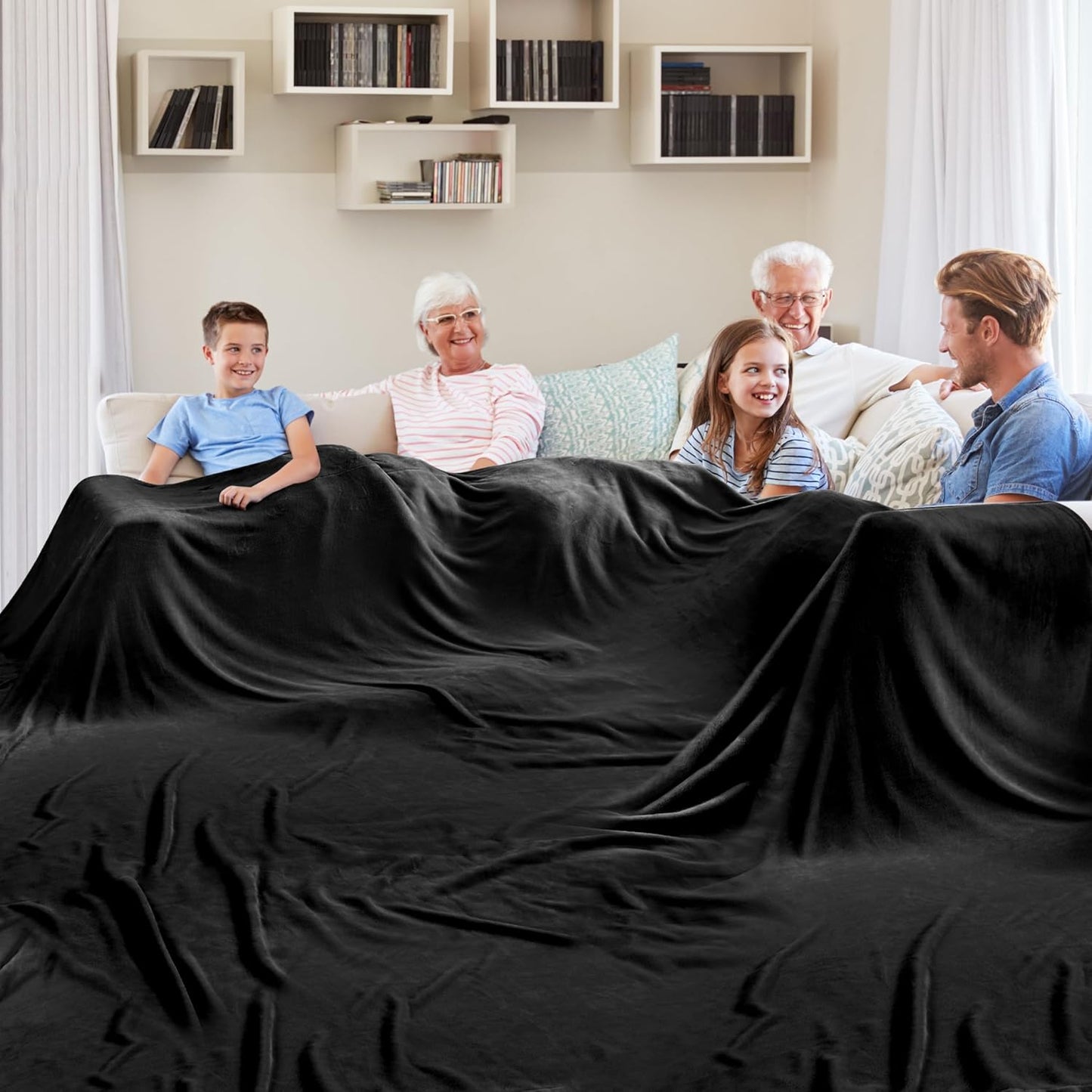 Edenleaf Oversized Blanket 120x120 Inches, Giant Huge Companion for Bed, Sofa,Travel and Camping, Extra Large Big Soft Blanket Fits The Whole Family and Outdoors, Dark Grey 10'x10'