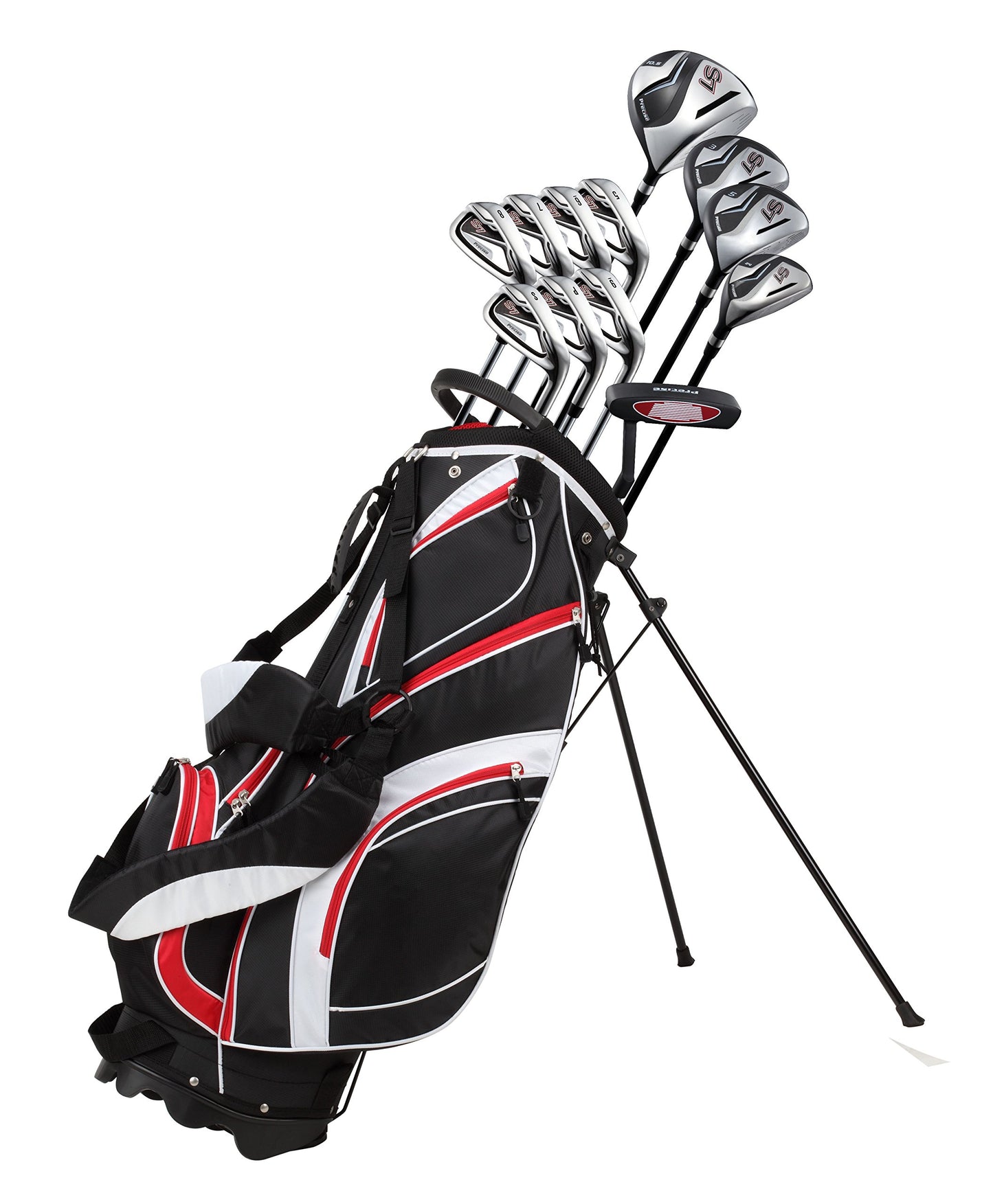 Precise S7 Men's Complete Right Handed Golf Club Set | Complete Regular & Tall Mens Golf Clubs Set | with 4 HC's, Lightweight Shafts & Spacious Stand Bag w/Storage Pockets & Dual Straps for Carrying
