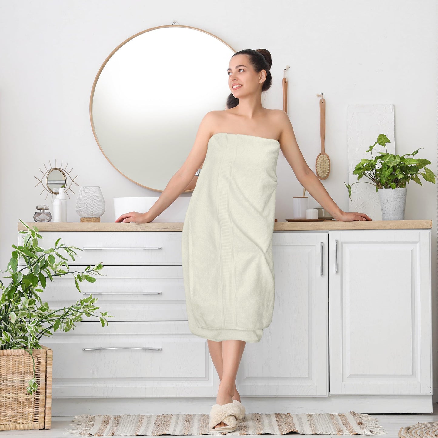 Utopia Towels Luxurious Jumbo Bath Sheet 2 Piece, 600 GSM, 35 by 70 Inches, 100% Ring Spun Cotton, Highly Absorbent and Quick Dry Extra Large Bath Towel, Super SoftTowel, Ivory