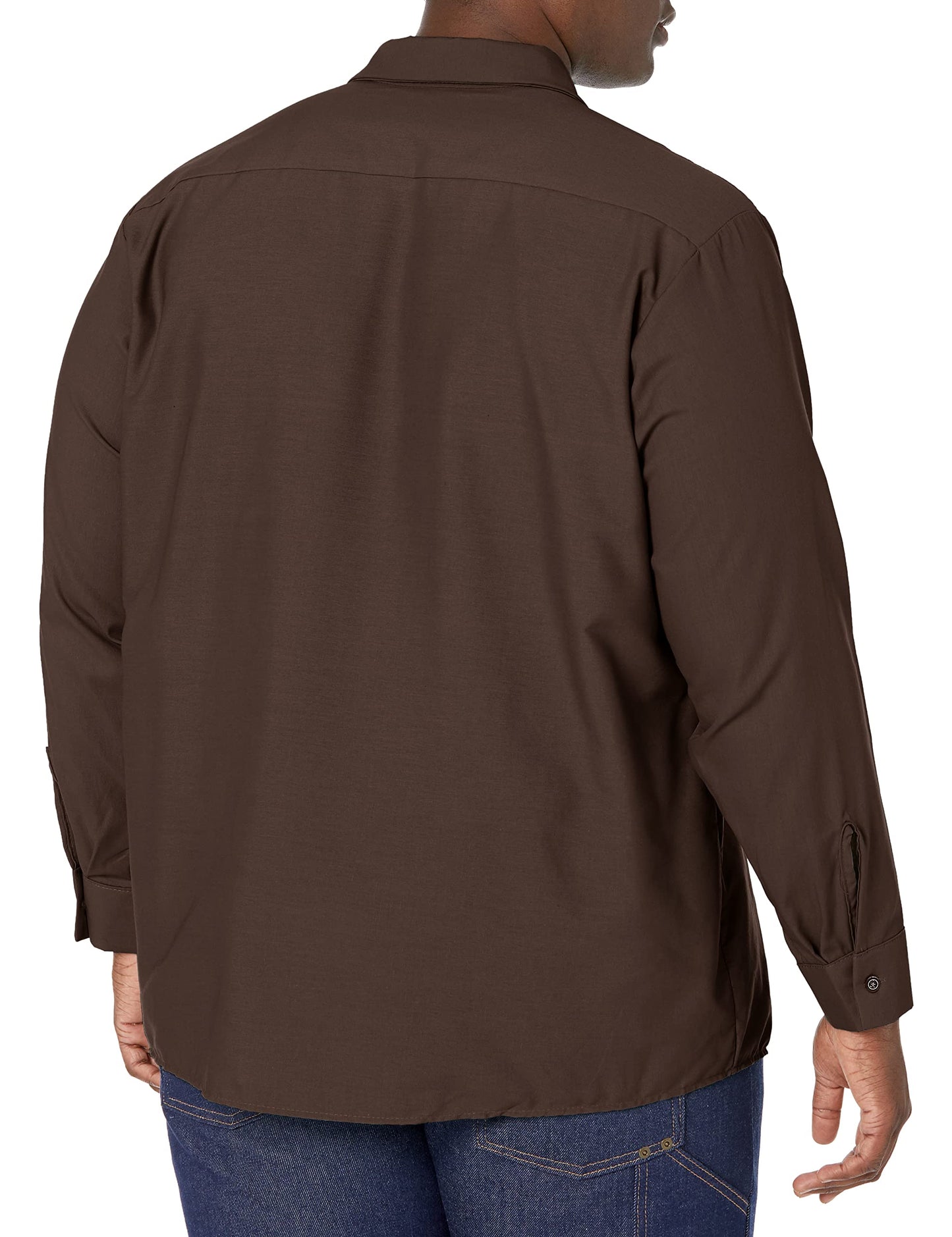 Red Kap Men's Size Industrial Work Shirt, Regular Fit, Long Sleeve, Chocolate Brown, Large/Tall