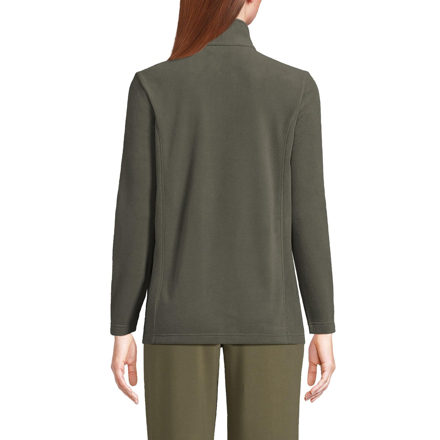 Lands' End Womens Full Zip Fleece Jacket Forest Moss Green Tall Medium
