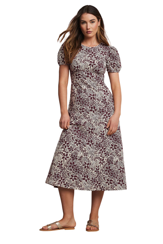 Long Tall Sally LTS Tall Floral Puff Sleeve Midi Dress Purple 6