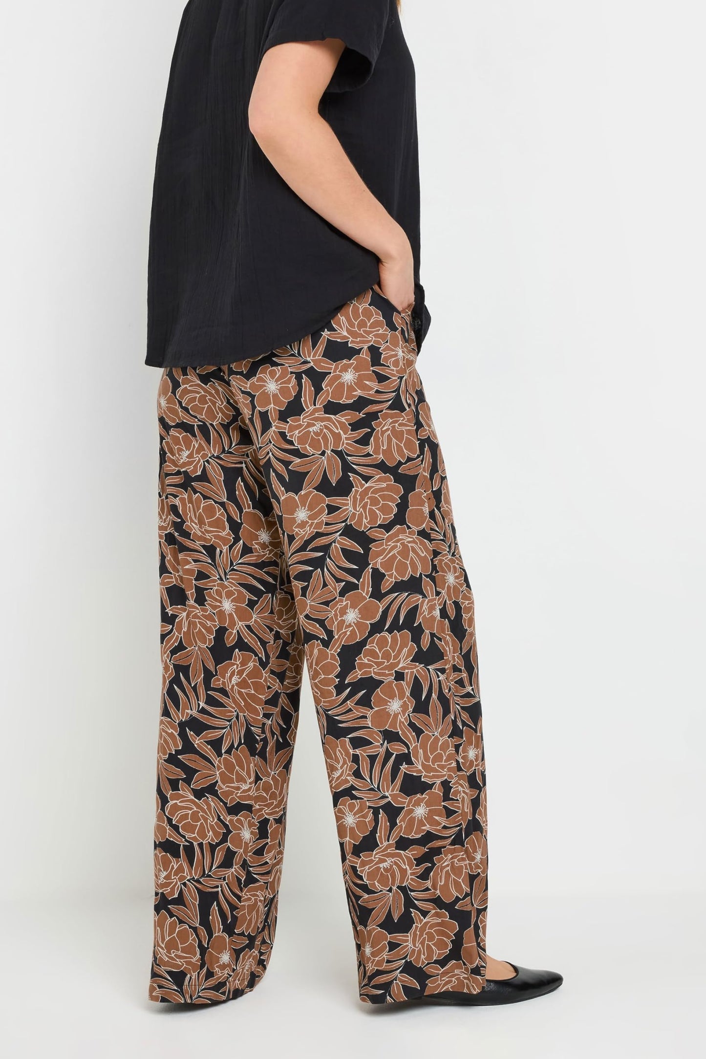 Long Tall Sally LTS Tall Floral Print Wide Leg Pants Orange 18