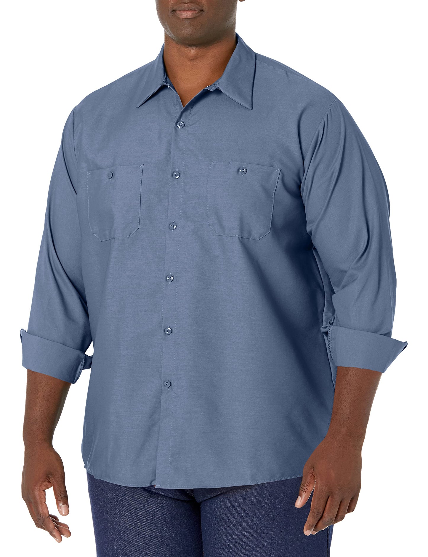 Red Kap Men's Size Industrial Work Shirt, Regular Fit, Long Sleeve, Postman Blue, 5X-Large/Tall