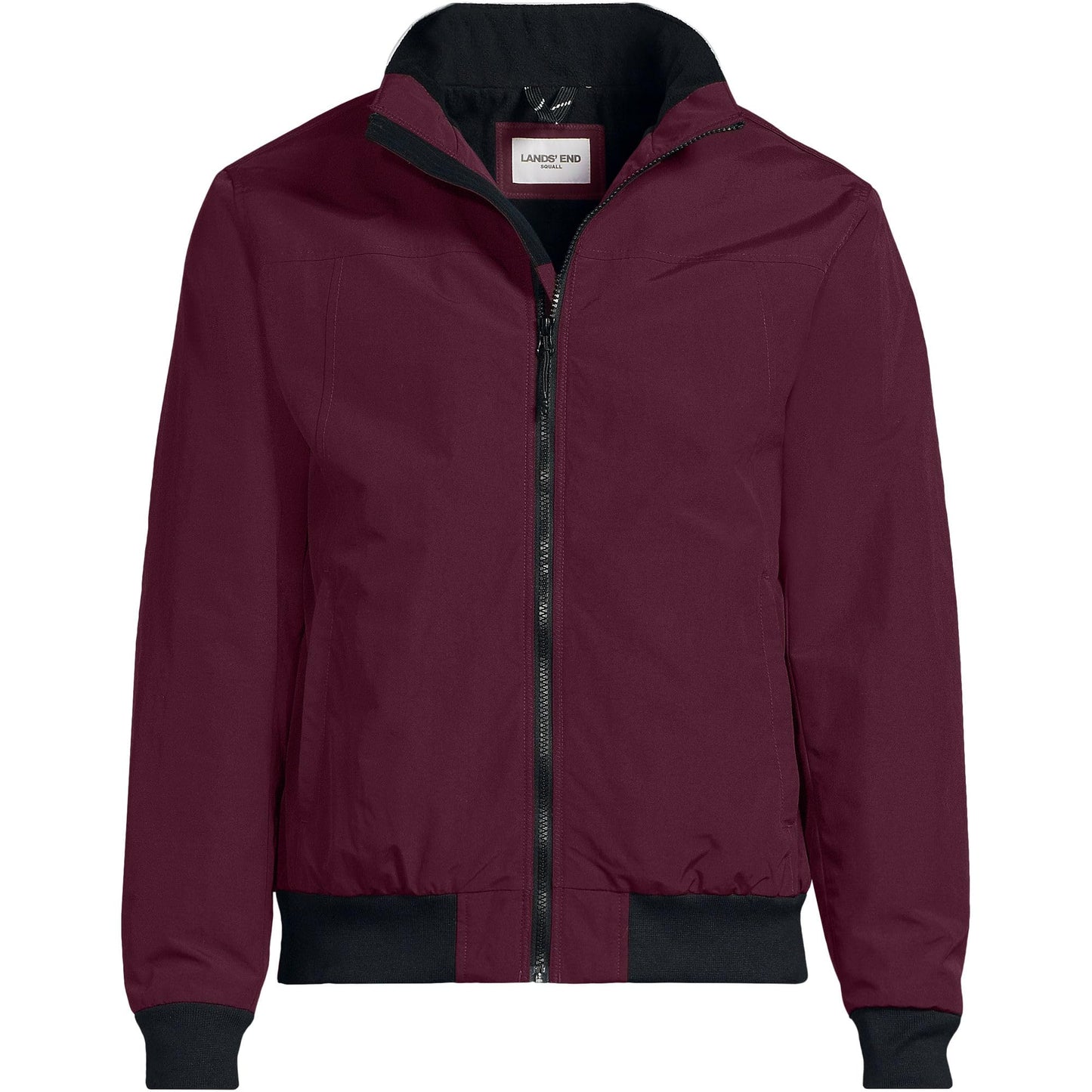 Lands' End Mens Squall Classic Bomber Jacket Lush Burgundy Tall Large