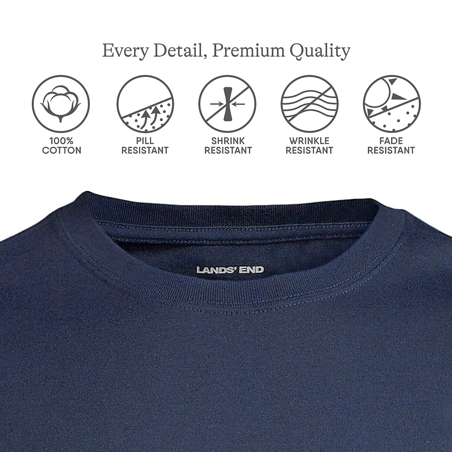 Lands' End Mens Long Sleeve Super-T Tee Radiant Navy Tall Medium
