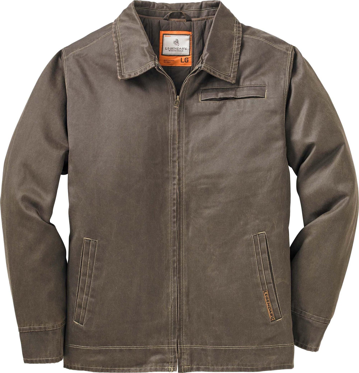 Legendary Whitetails Men's Casual Coat with Hood Waxed Cotton Water Resistant, Tobacco, 4X-Large Tall
