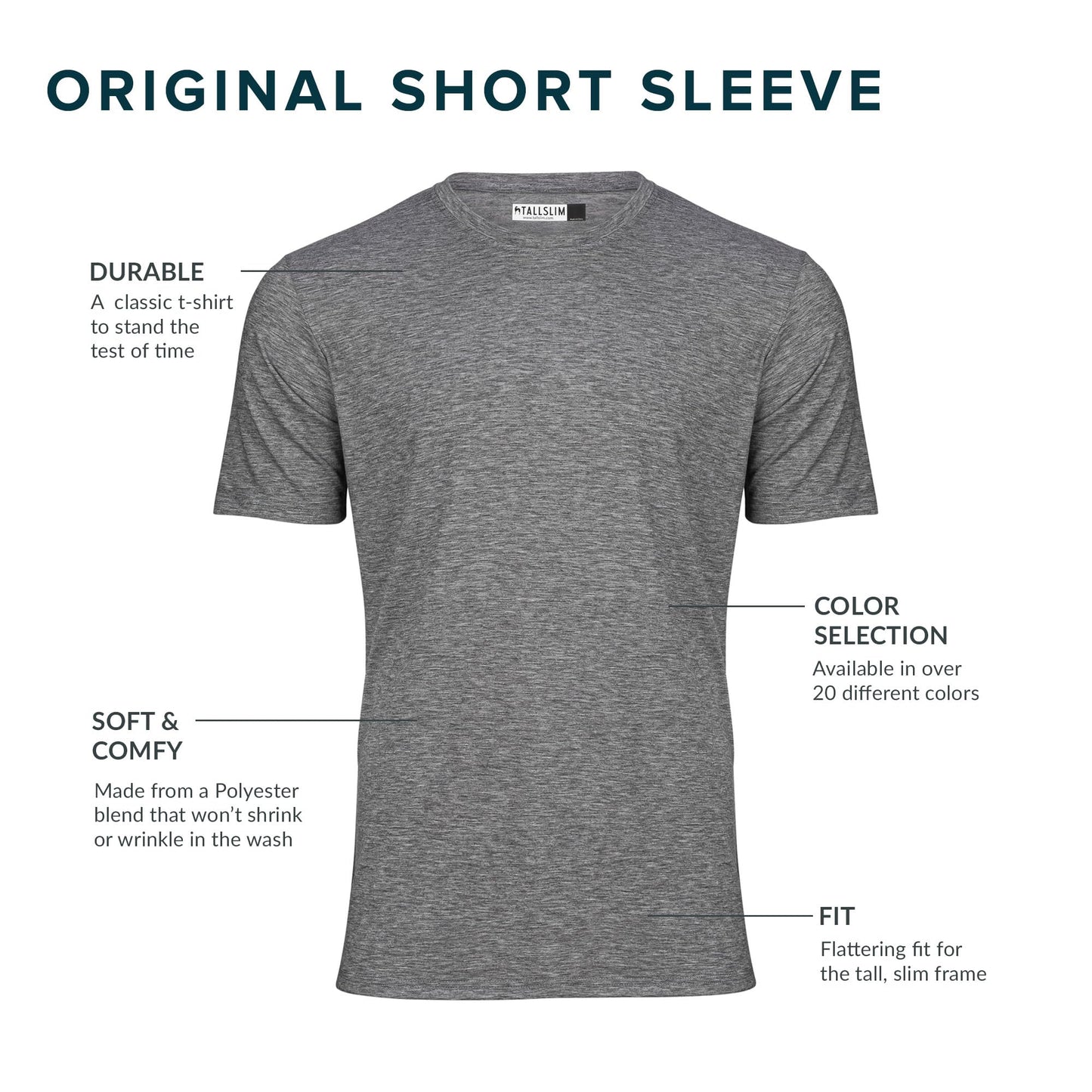 TallSlim Men's Tall Slim-Fit Short Sleeve Crewneck T-Shirt - Extra Long, Slim Fit, Preshrunk Easy Care, Blue, Large
