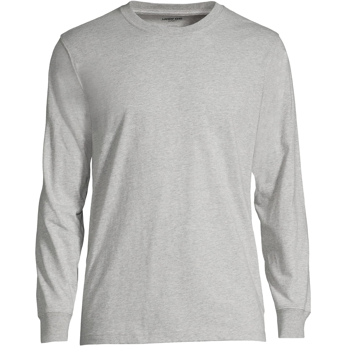 Lands' End Mens Long Sleeve Super-T Tee Gray Heather Tall Medium