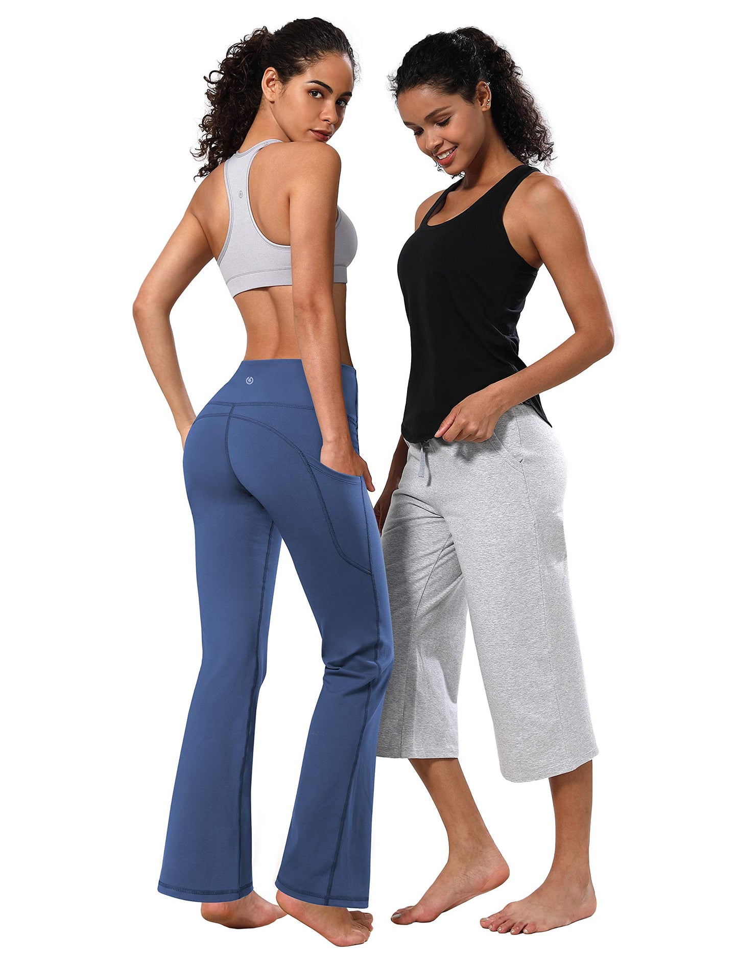 BUBBLELIME 29"/31"/33"/37" 4 Styles Women's Bootcut Yoga Pants Tummy Control - Side Pockets_PURPLISHBLUE XL_37" Inseam