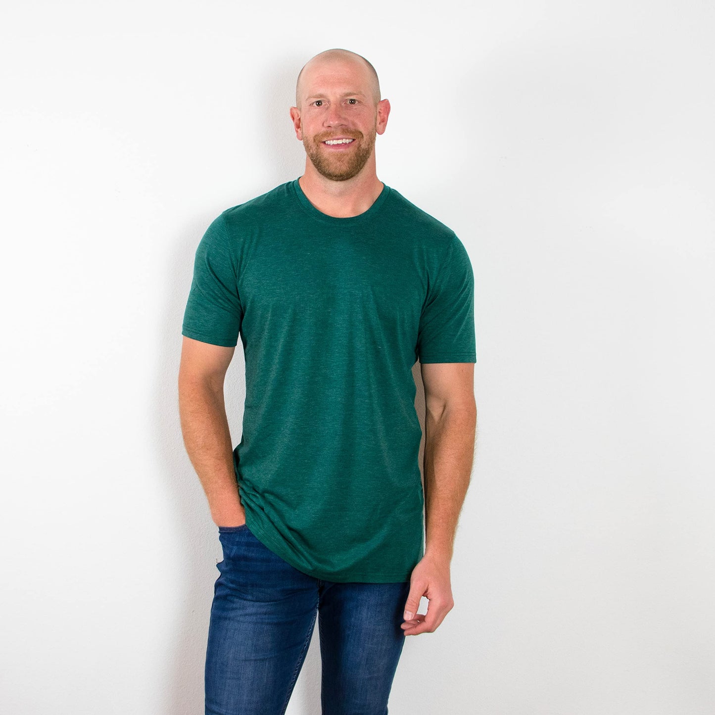 TallSlim Men's Tall Slim-Fit Short Sleeve Crewneck T-Shirt - Extra Long, Slim Fit, Preshrunk Easy Care, Dark Green, Medium