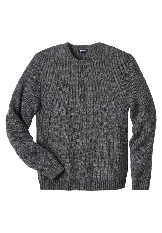 KingSize Men's Big & Tall Shaker Knit Crewneck Sweater - XL, Grey Marl