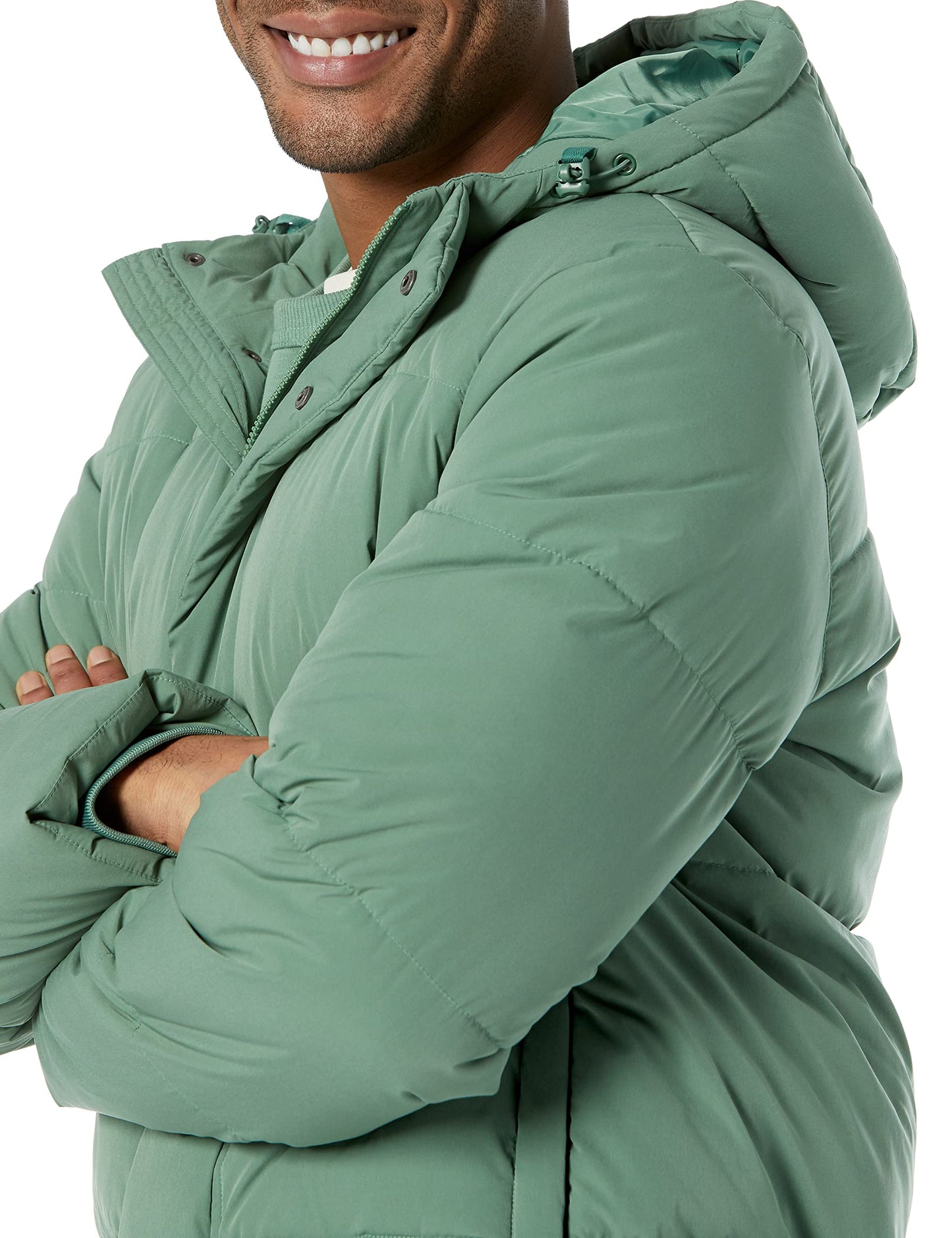 Amazon Essentials Men's Mid-Length Hooded Puffer Coat (Available in Big & Tall), Sage Green, 3X-Large Big Tall