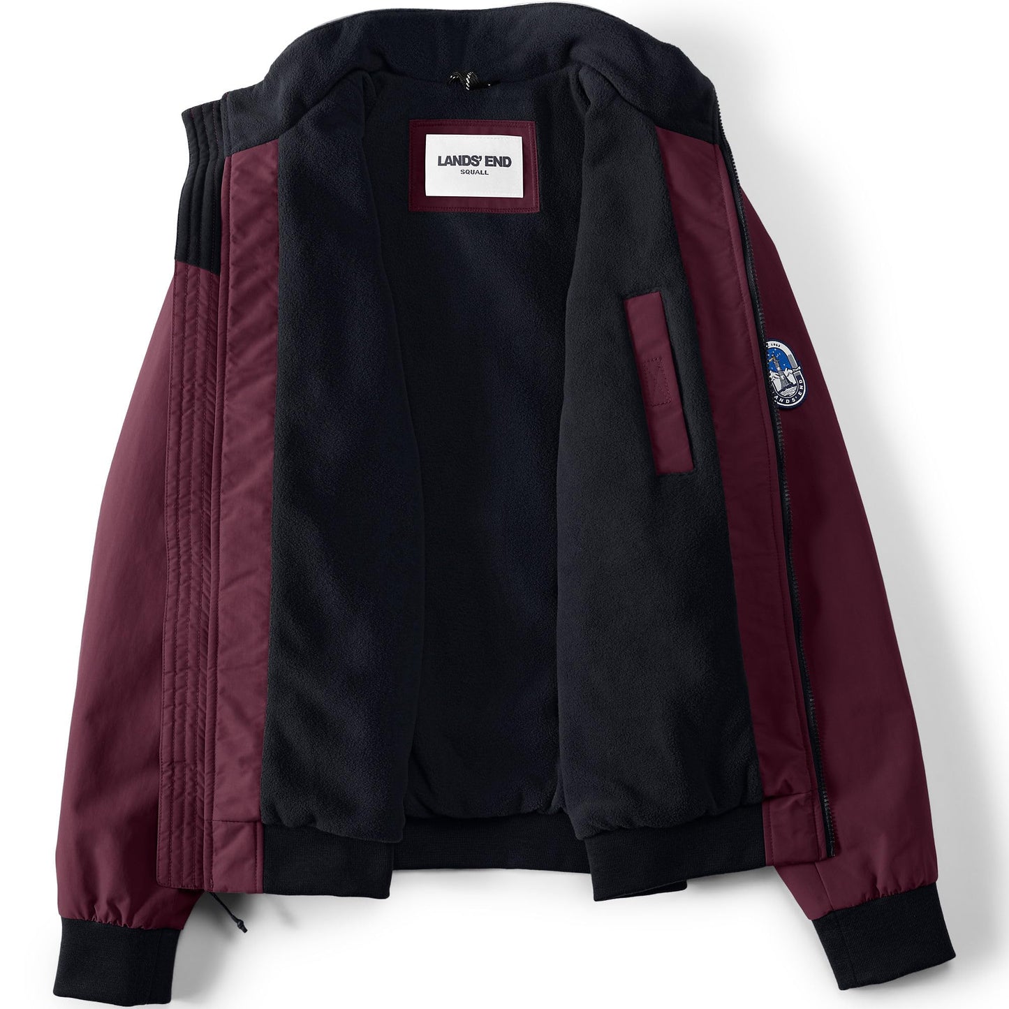 Lands' End Mens Squall Classic Bomber Jacket Lush Burgundy Tall Medium