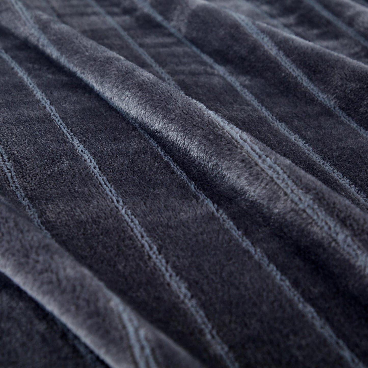 Serenhom Extra Large 120x120 Inch Giant Soft Cozy Fleece Blanket, Huge Oversized Seamless King 3D Jacquard Decorative California King Blanket for Bed, Couch, Travel - Striped Dark Grey