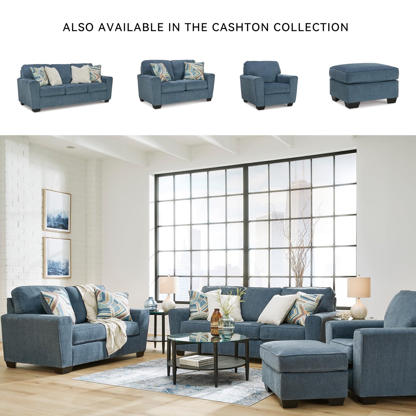 Signature Design by Ashley Cashton Casual Sofa for Living Room, Blue