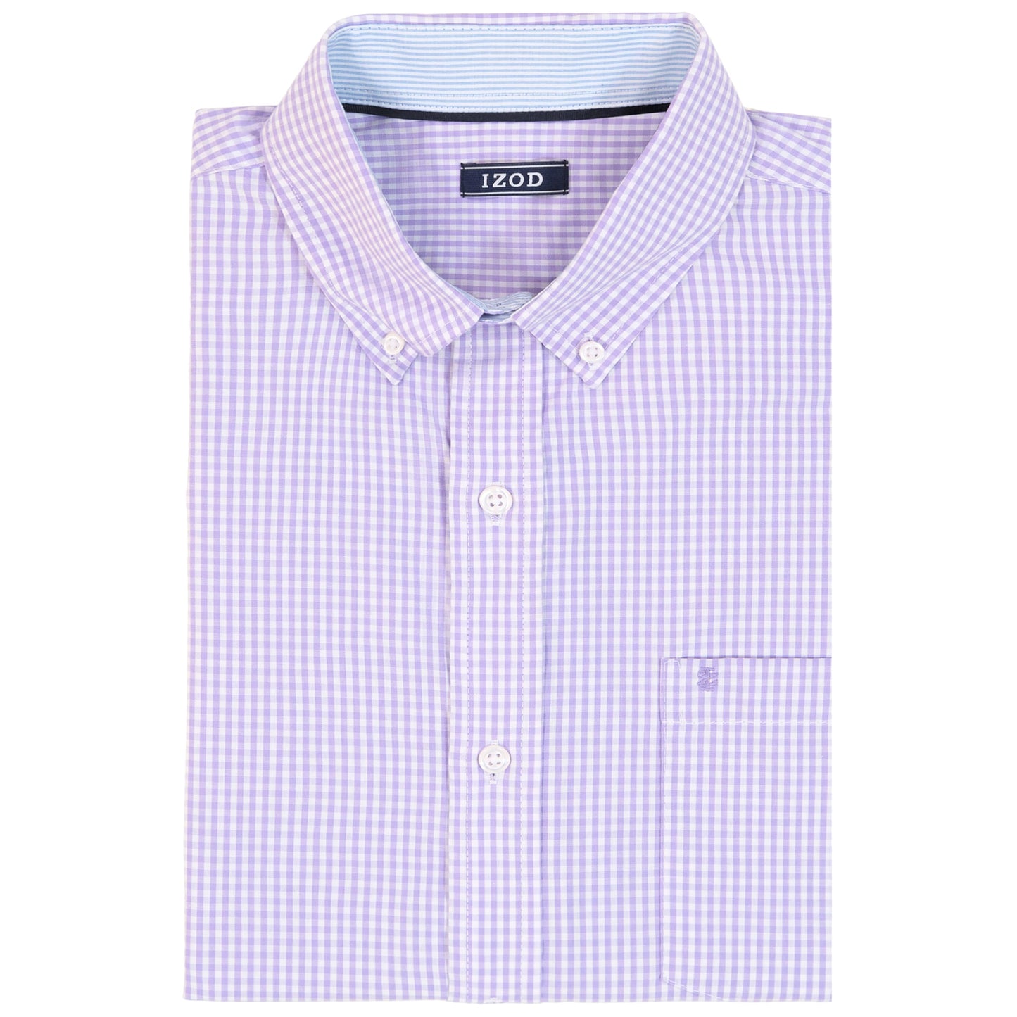 IZOD Men's Big and Tall Performance Comfort Long Sleeve Gingham Button Down Shirt, Sand Verbana