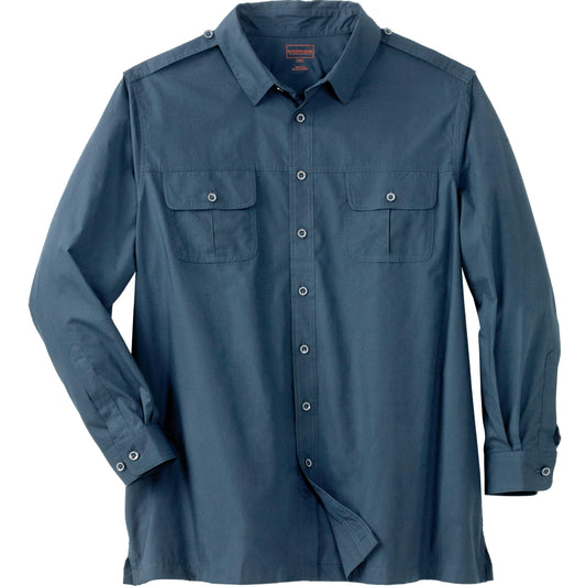 Boulder Creek by Kingsize Men's Big & Tall Long Sleeve Pilot Shirt - XL, Blue Indigo
