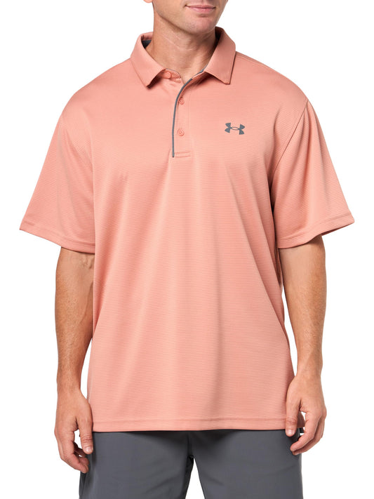 Under Armour Men's Tech Golf Polo, (696) Canyon Pink / / Pitch Gray, Medium Tall
