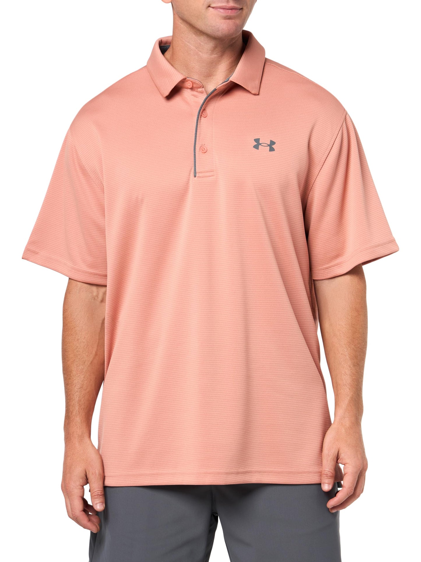 Under Armour Men's Tech Golf Polo, (696) Canyon Pink / / Pitch Gray, X-Large Tall