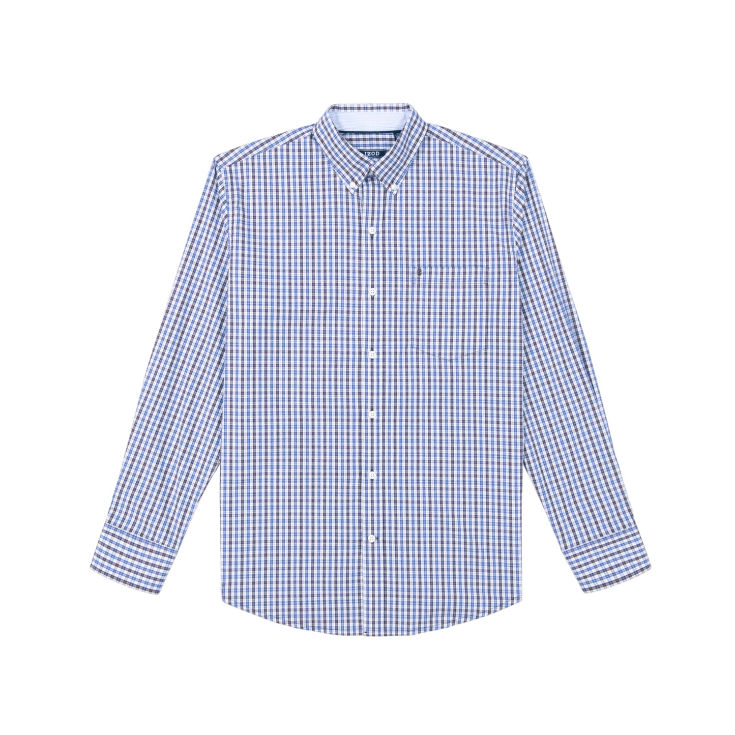 IZOD Men's Big and Tall Performance Comfort Long Sleeve Gingham Button Down Shirt, Plum Perfect Multi Check