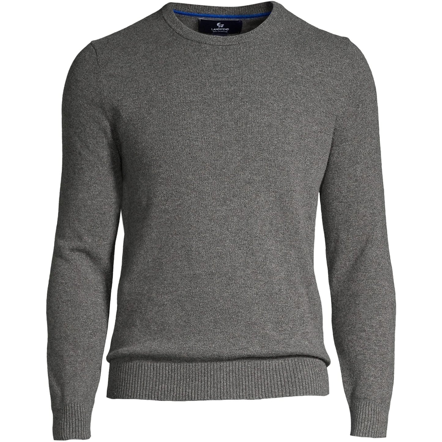 Lands' End Mens Fine Gauge Cashmere Sweater Charcoal Heather Tall Large