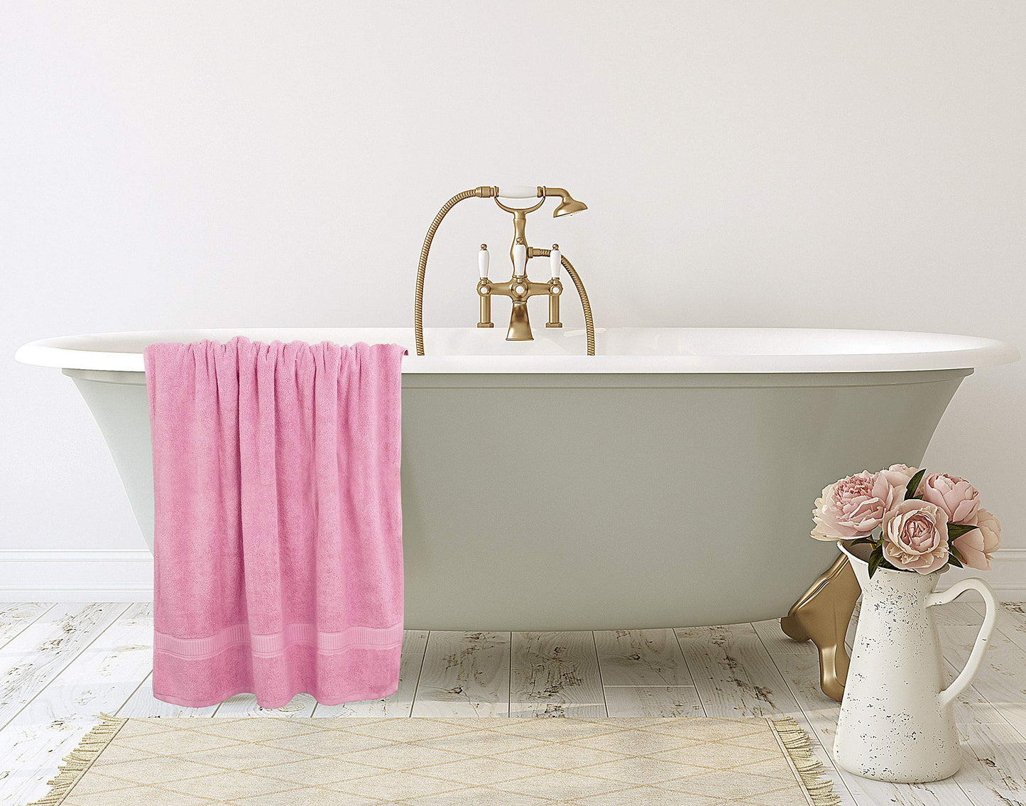 Utopia Towels Luxurious Jumbo Bath Sheet 2 Piece, 600 GSM, 35 by 70 Inches, 100% Ring Spun Cotton, Highly Absorbent and Quick Dry Extra Large Bath Towel, Super Soft Towel, Pink