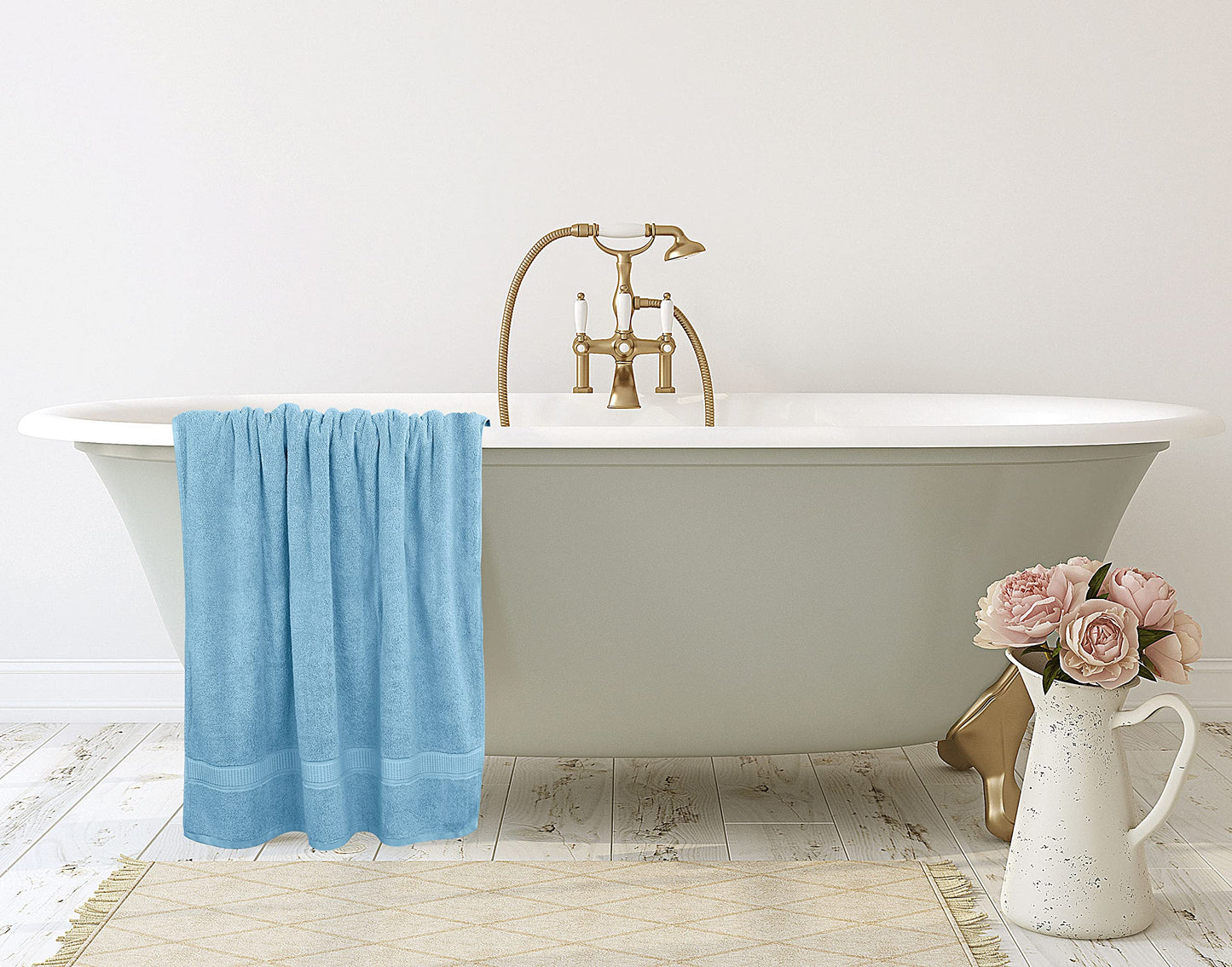 Utopia Towels Luxurious Jumbo Bath Sheet 2 Piece, 600 GSM, 35 by 70 Inches, 100% Ring Spun Cotton, Highly Absorbent and Quick Dry Extra Large Bath Towel, Super Soft Towel, Sky Blue