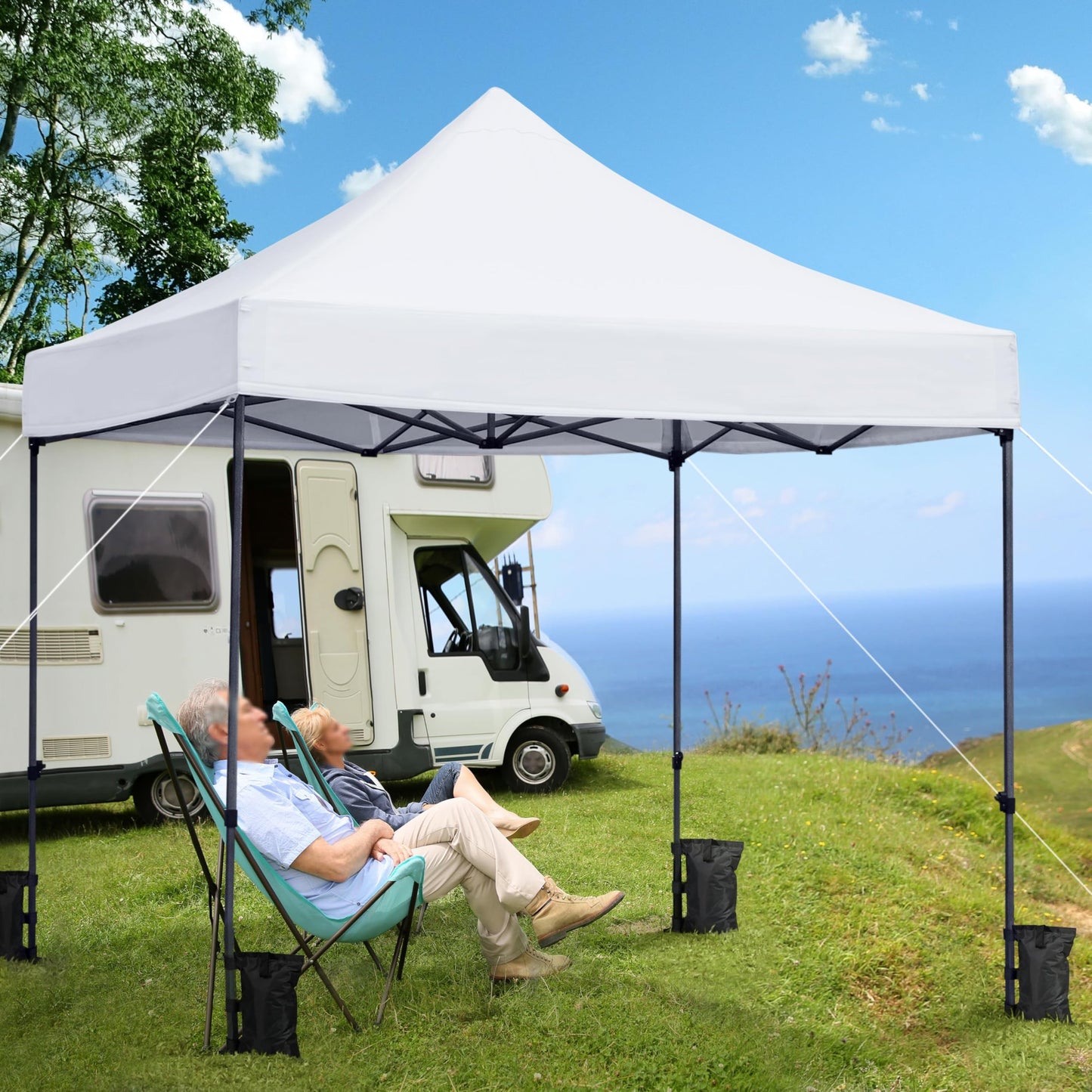 Yaheetech Canopy Tent, Commercial Instant Heavy Duty Canopy, 500D Waterproof Adjustable Canopy with Wheeled Carry Bag, 4 Sandbags and 4 Stakes (10x10, White)