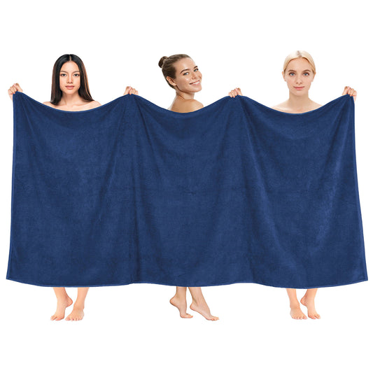 Cotton Paradise 100% Cotton 40x80 Oversized Bath Sheet, Extra Large Turkish Bath Towels for Bathroom, Navy Blue Bathsheet
