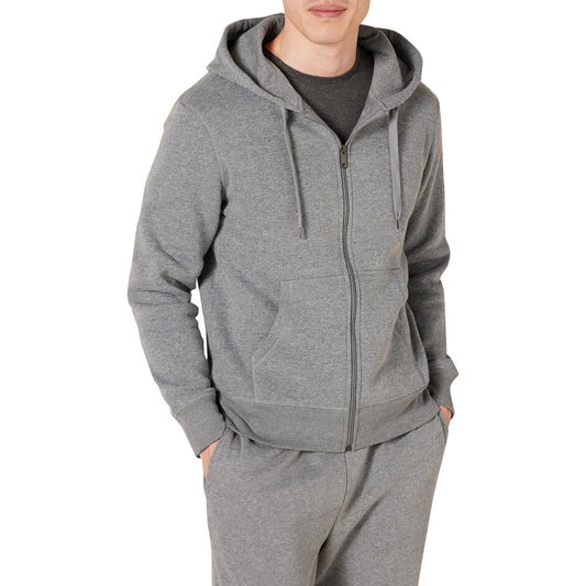 Amazon Essentials Men's Full-Zip Fleece Hoodie (Available in Big & Tall), Light Grey Heather, 3X-Large Tall