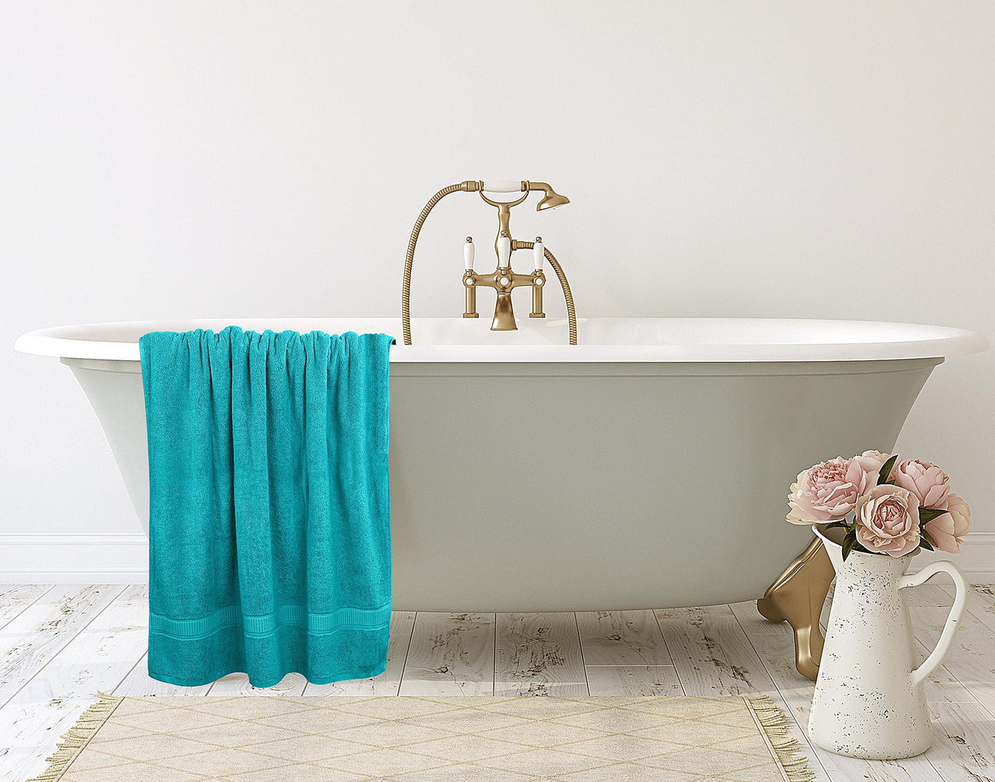 Utopia Towels Luxurious Jumbo Bath Sheet 2 Piece, 600 GSM, 35 by 70 Inches, 100% Ring Spun Cotton, Highly Absorbent and Quick Dry Extra Large Bath Towel, Super Soft Towel, Turquoise