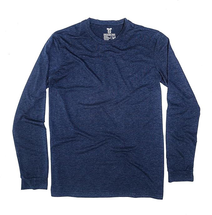 Men's Tall Slim-Fit Long Sleeve Crewneck T-Shirt, Super Soft Poly Blend Long Tee (Tall, Small, Black)