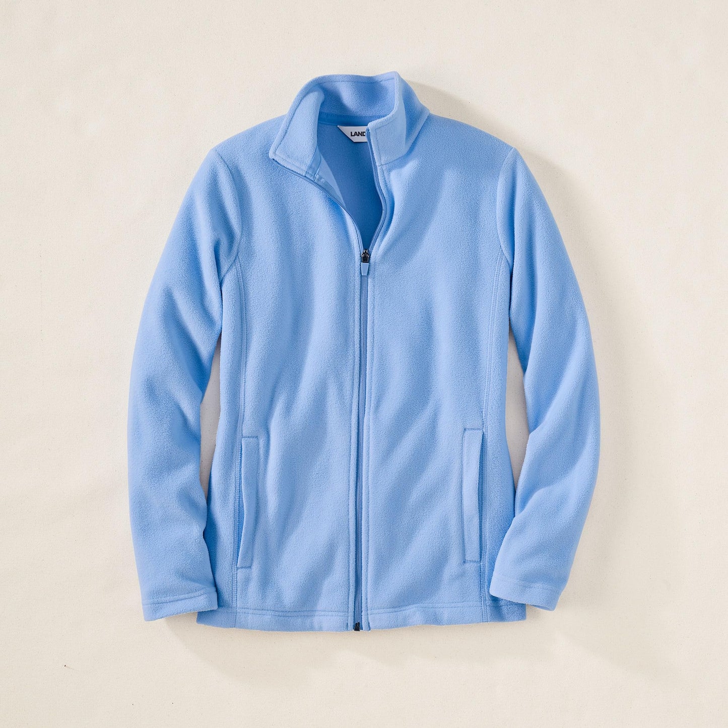 Lands' End Womens Full Zip Fleece Jacket Clear Blue Sky Tall Large